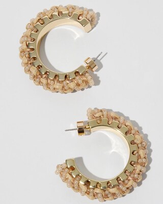 Neutral Seed Bead Hoop Earrings