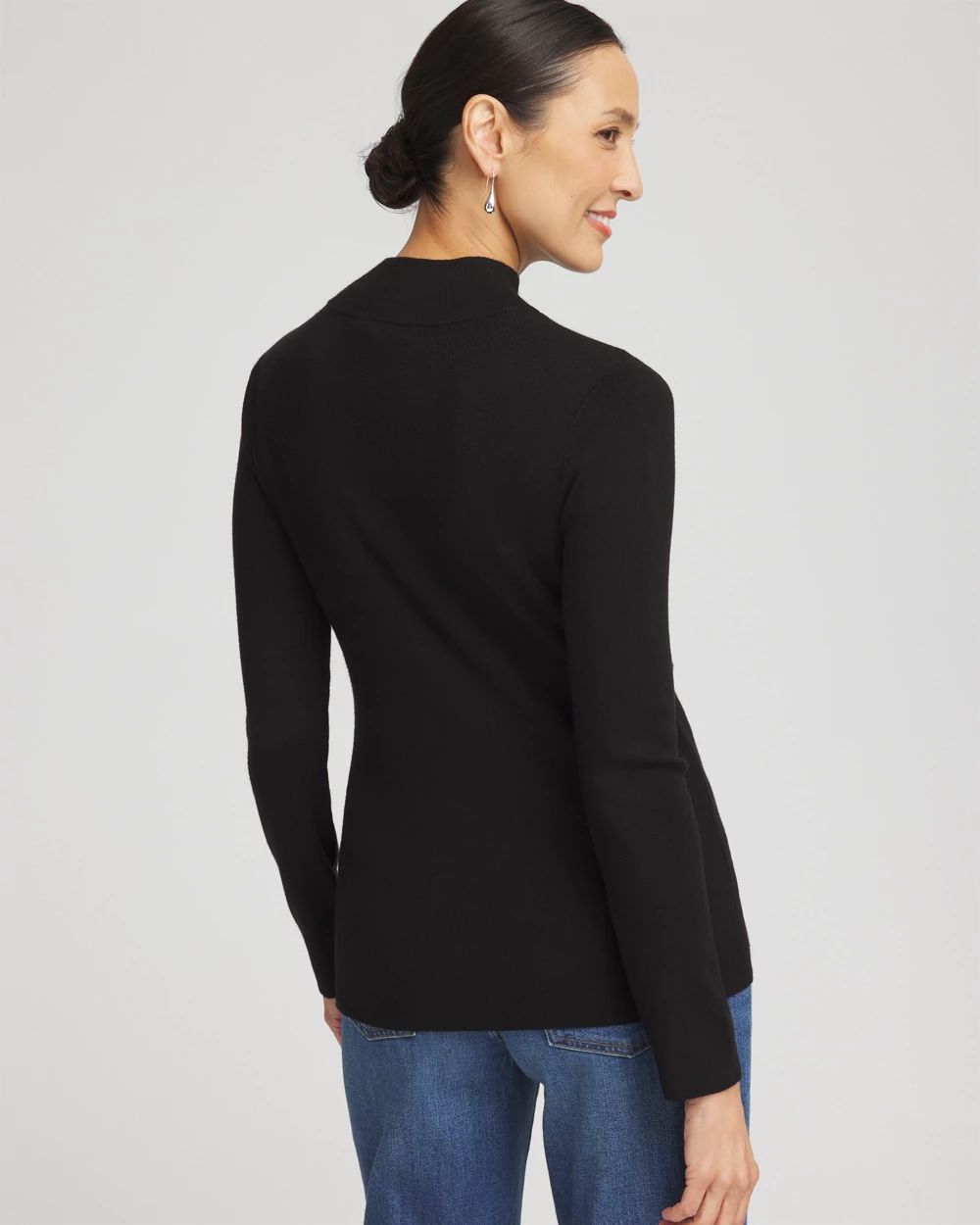 Ecovero™ Button Mock Neck Sweater