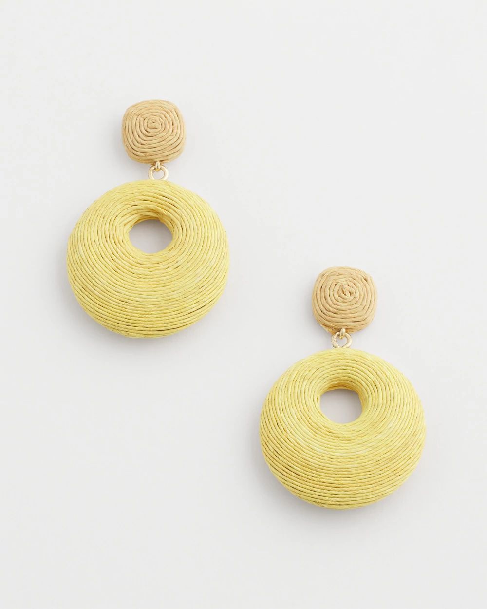 No Droop™ Yellow Raffia Drop Earrings