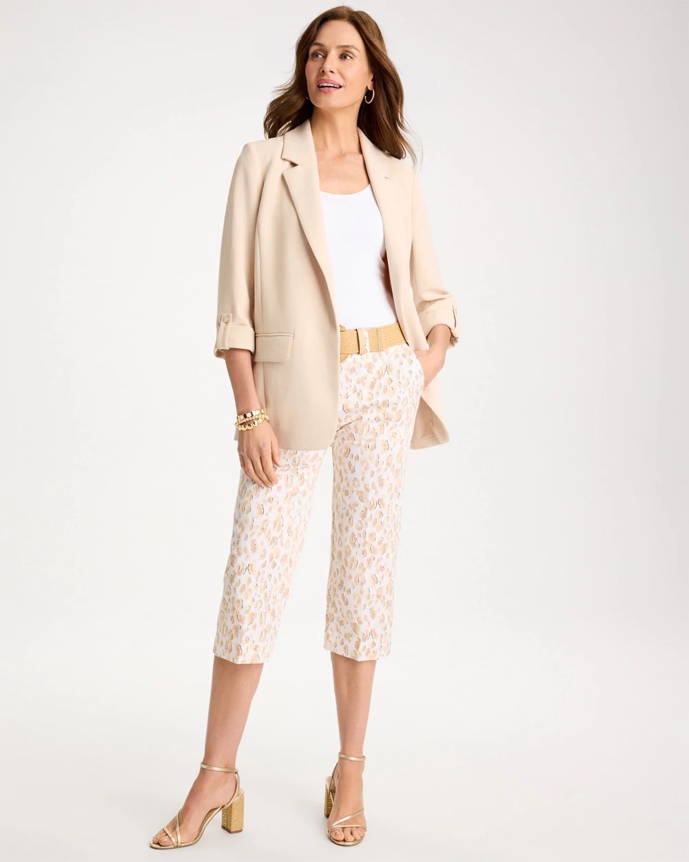 Animal Print Emme Sateen Straight Capri Pants click to view larger image.