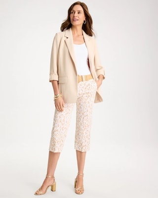 Animal Print Emme Sateen Straight Capri Pants click to view larger image.