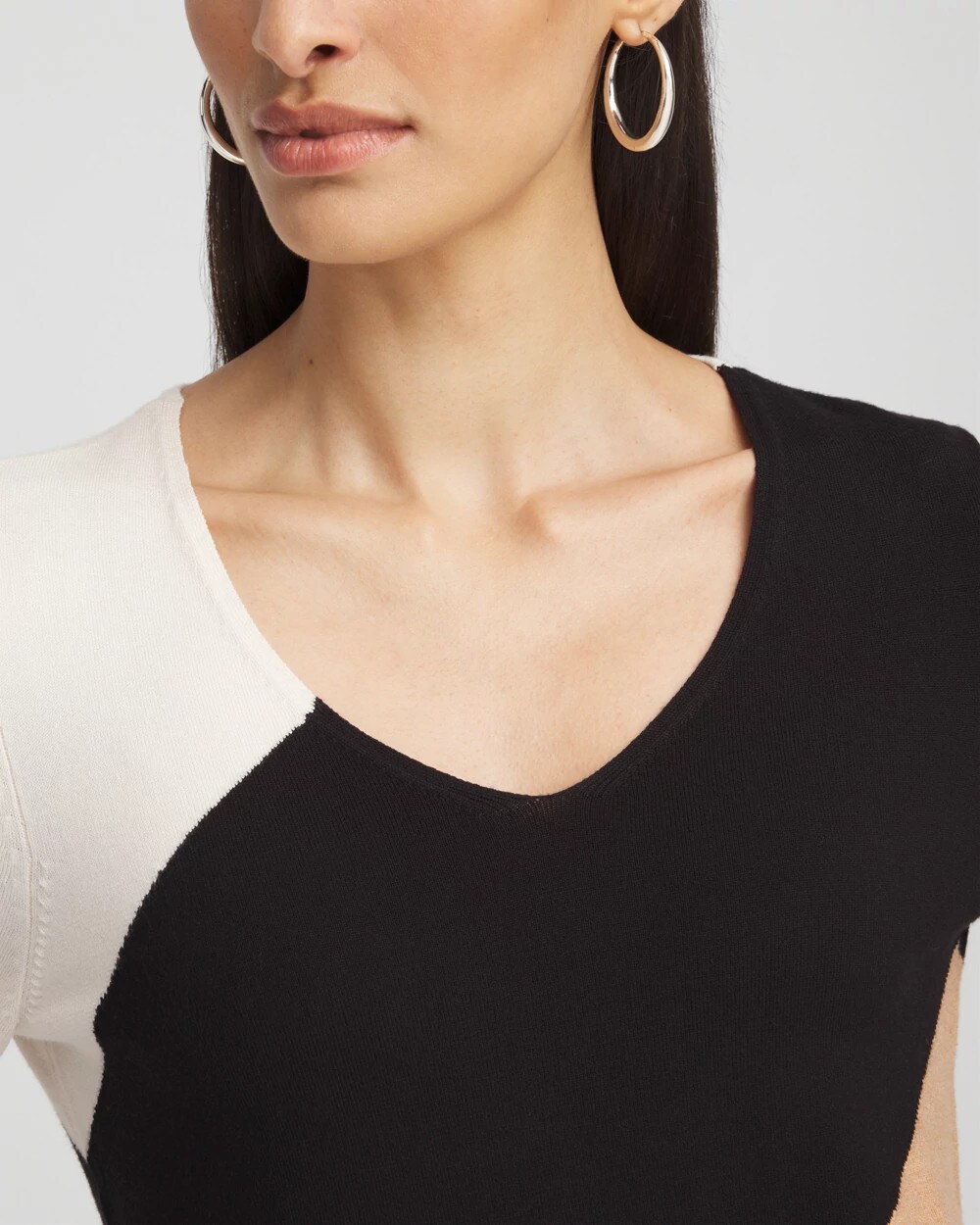 Colorblock V-Neck Pullover