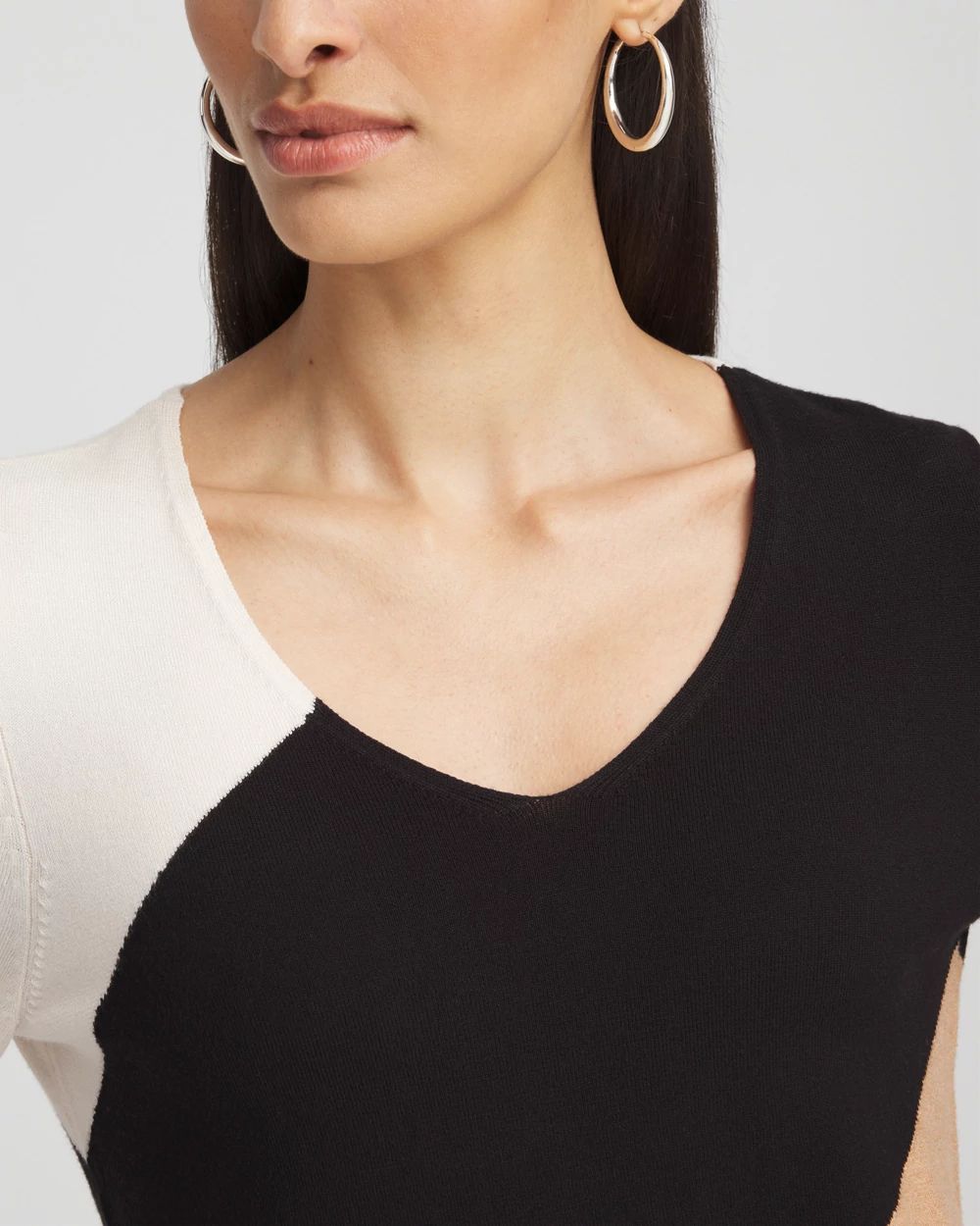 Colorblock V-Neck Pullover