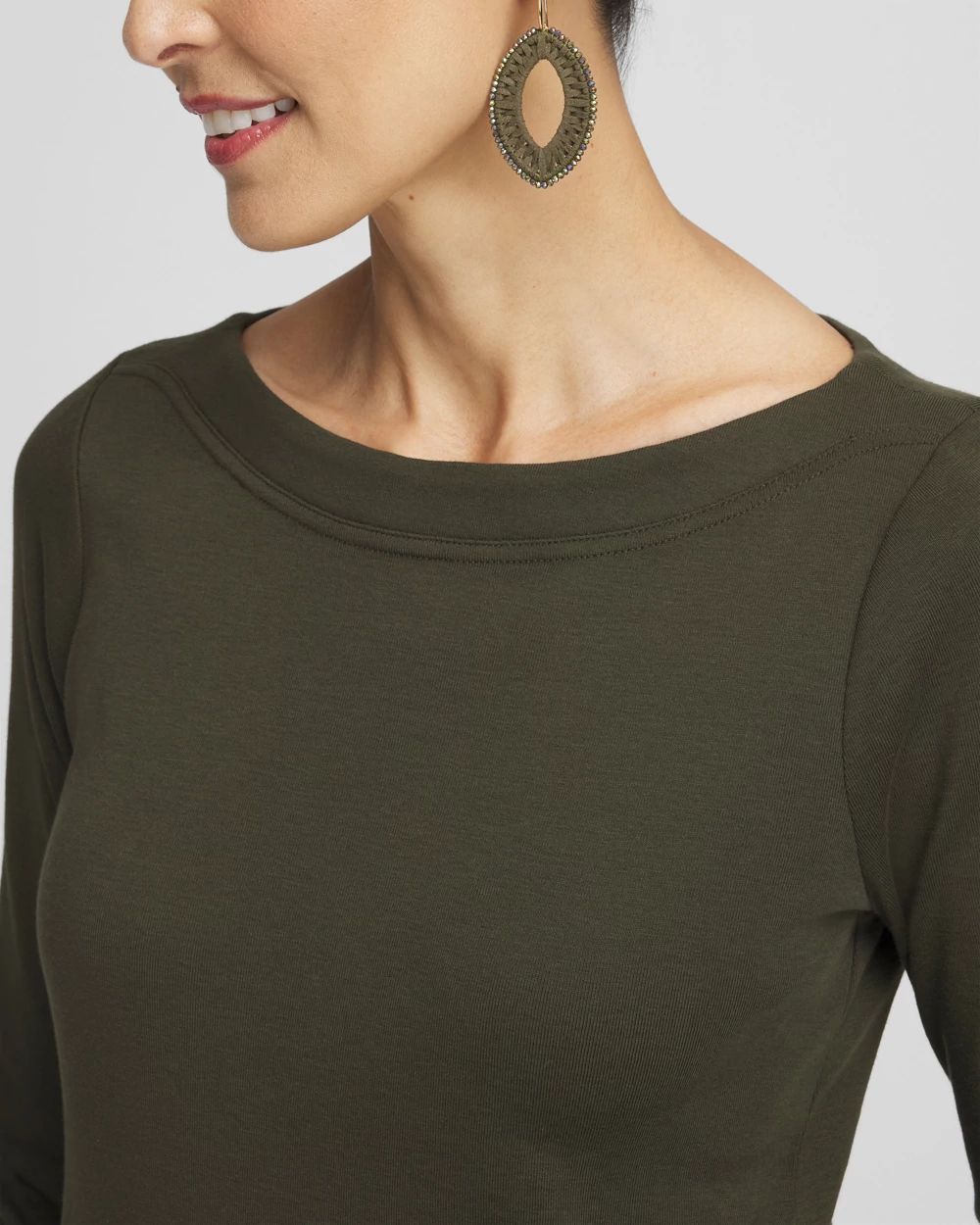 3/4 Sleeve Bateau Neck Tee