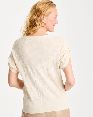 Floral Jacquard Dolman Pullover Sweater click to view larger image.