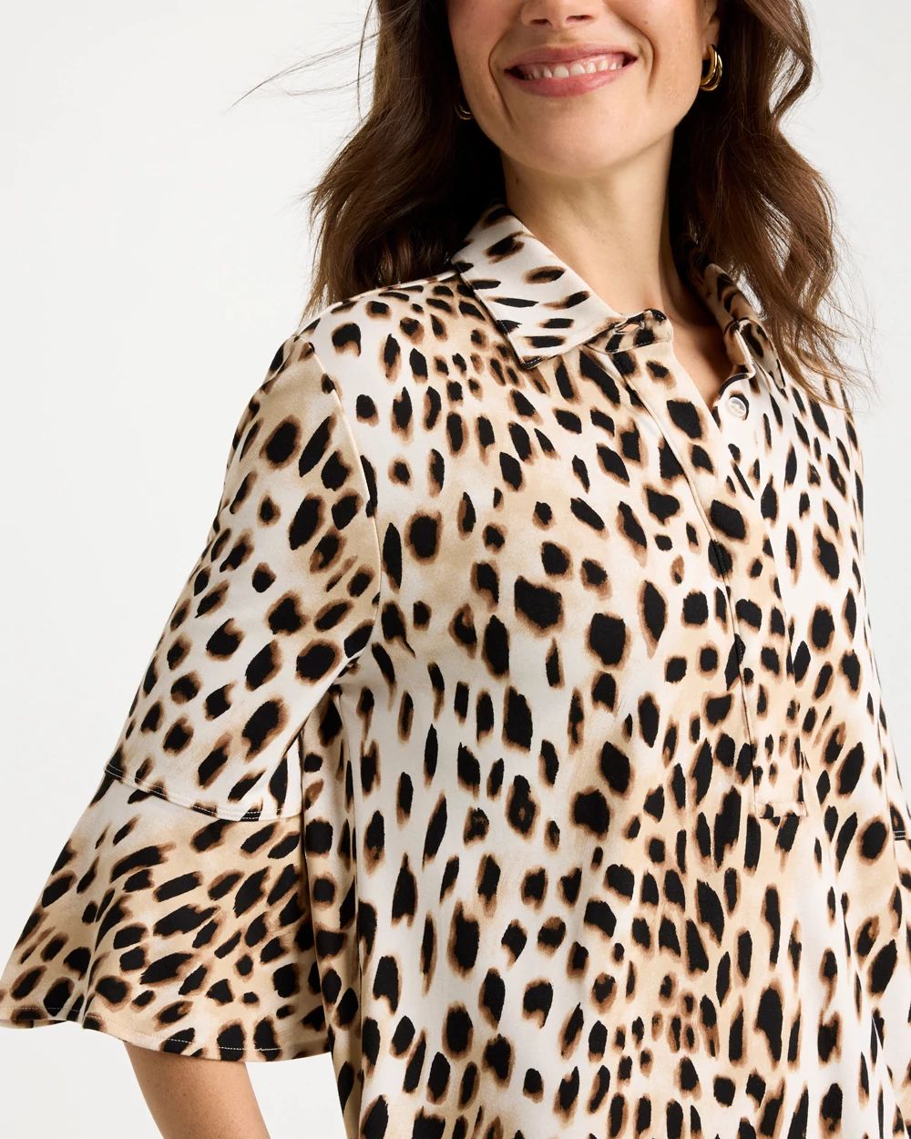 Ponte Knit Flounce Sleeve Dress