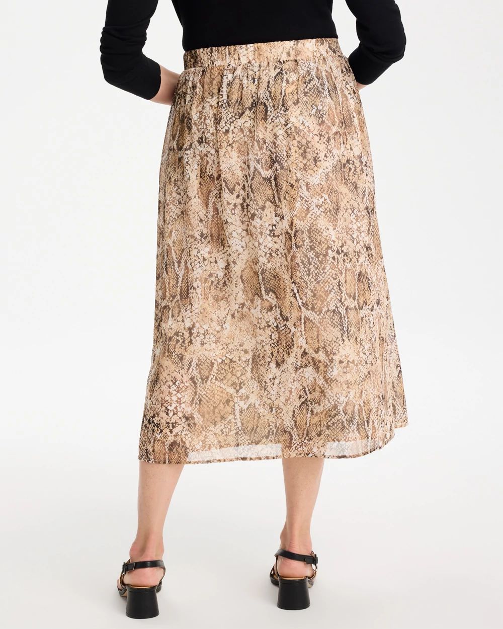 Georgette Pull-On Midi Skirt click to view larger image.