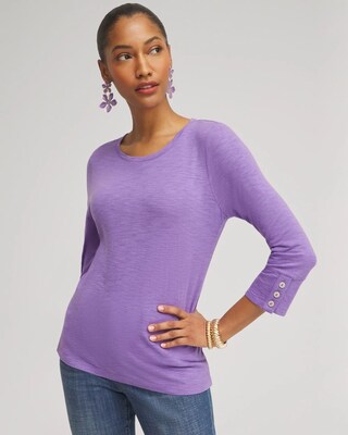3/4 Sleeve Button Tee