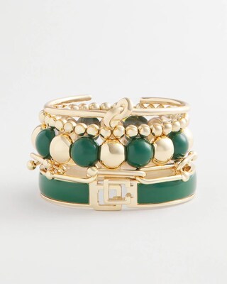 Green Beaded Stretch Bracelet