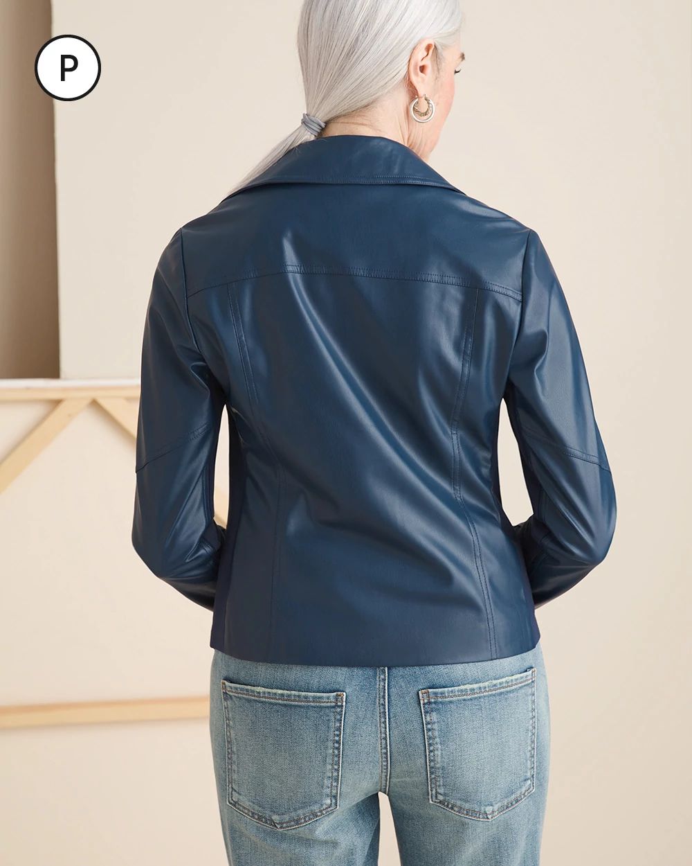 Petite Faux-Leather Moto Jacket