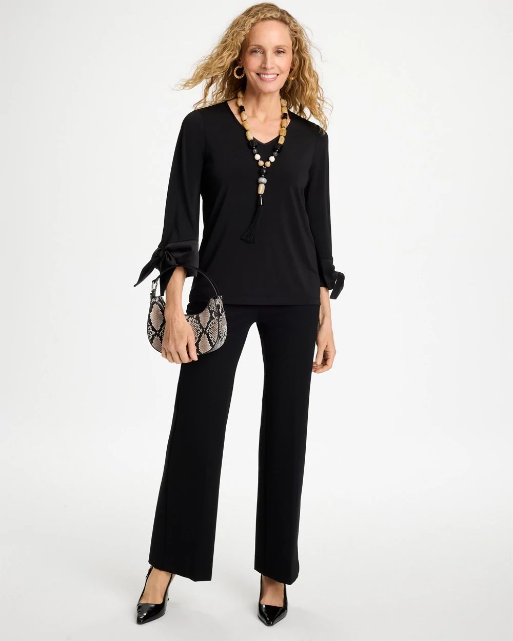 Satin Tie-Sleeve Top click to view larger image.