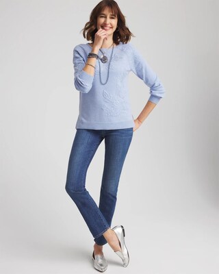 Embroidered Boatneck Sweater click to view larger image.
