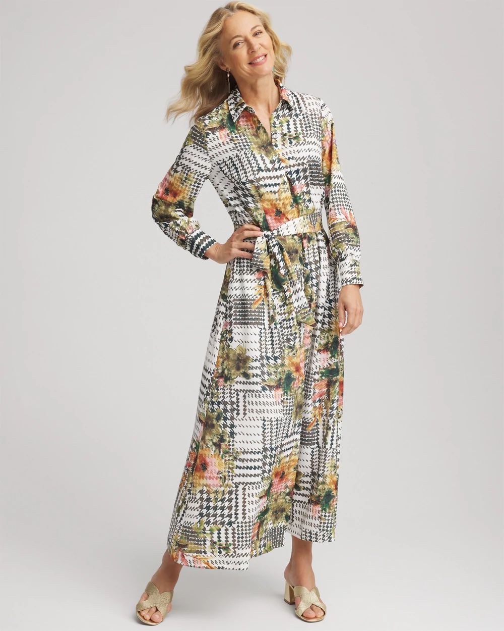 Artisinal Floral Print  Maxi Shirtdress