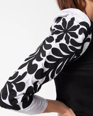 White Jacquard Sleeve Tee