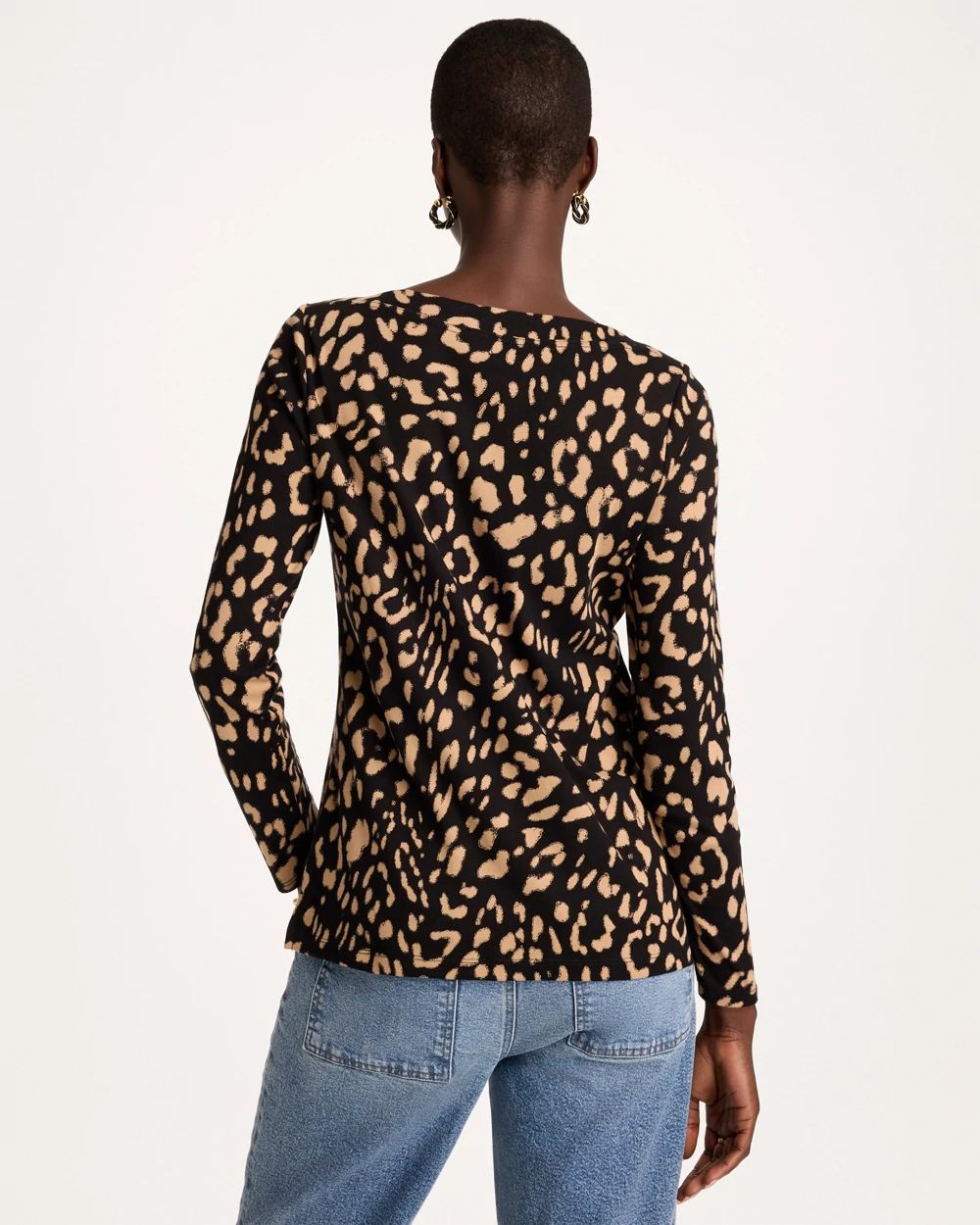 Animal Print Stretch-Cotton Boatneck Tee click to view larger image.