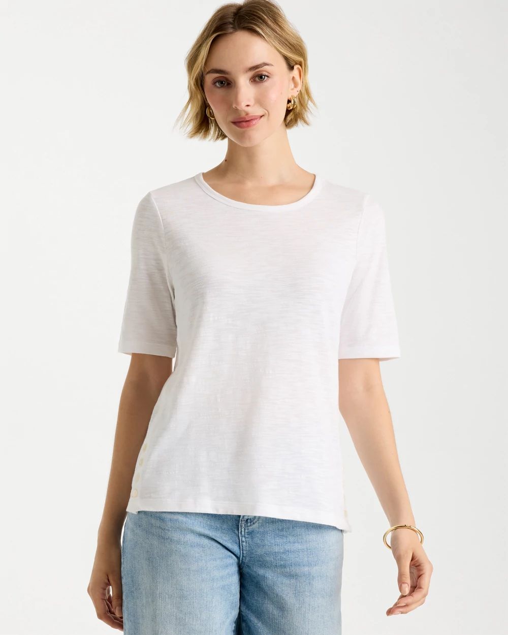 Slub Crewneck Button Tee