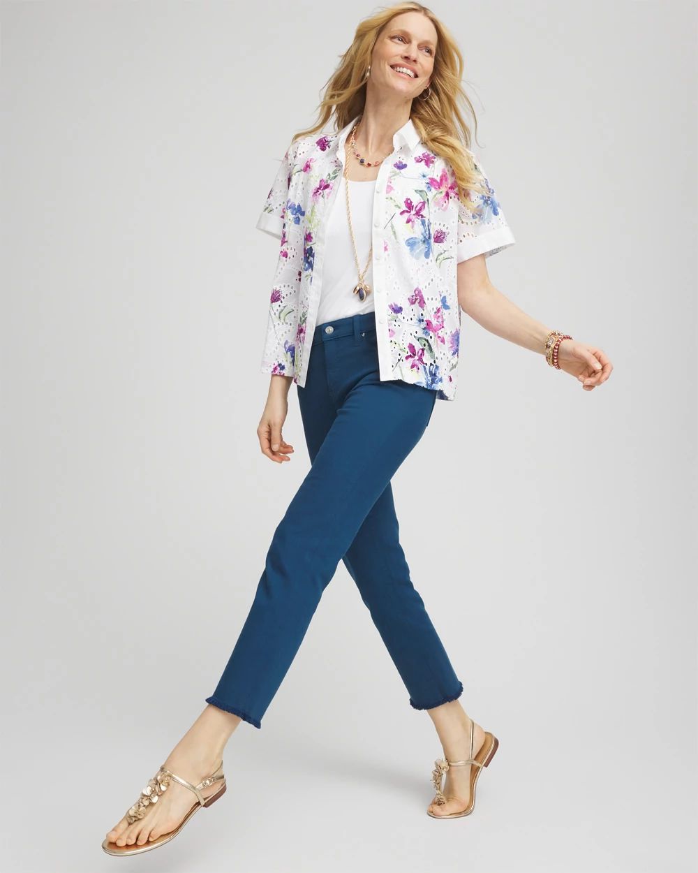 Girlfriend Frayed Cropped Jeans