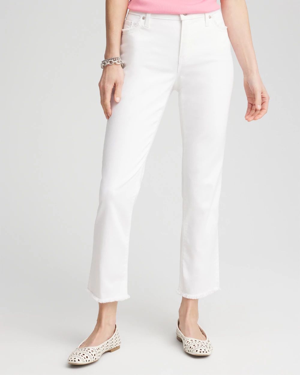 Girlfriend Frayed Cropped No Stain Jeans