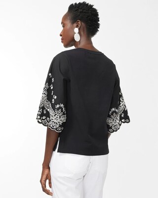 Embellished Eyelet Sleeve Tee