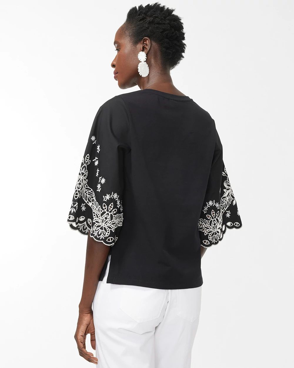 Embellished Eyelet Sleeve Tee