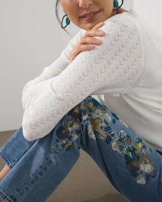 Girlfriend Floral Embroidered Ankle Jeans