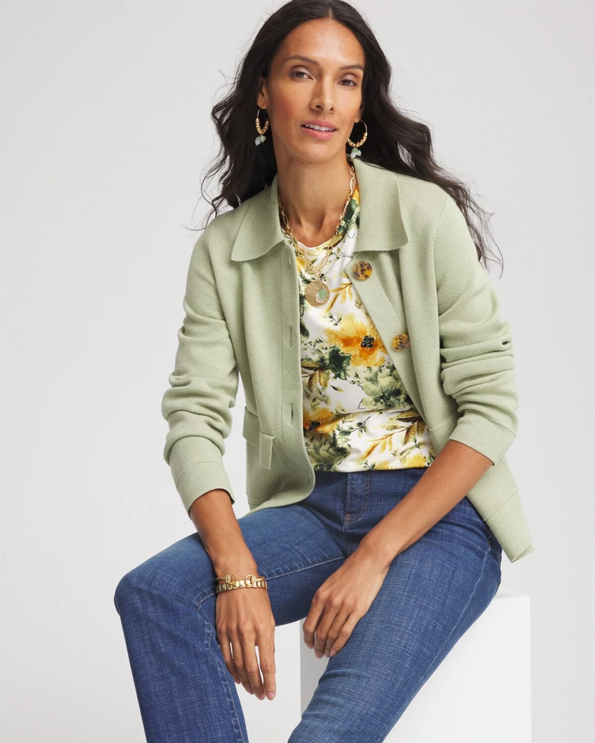 Chico's Touch Of Cool Elbow-sleeve Perfect Tee In White In Sand