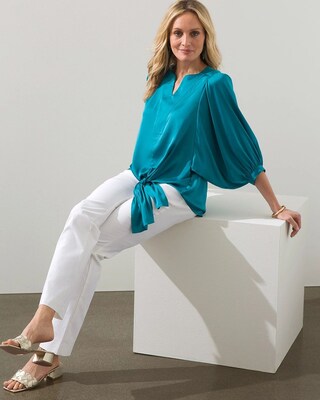 Satin Tie Front Top