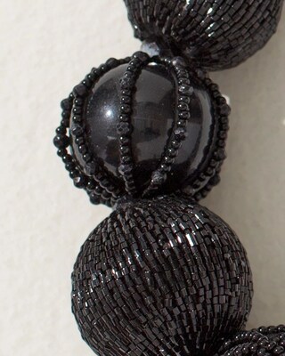 Black Bead Adjustable Bib Necklace