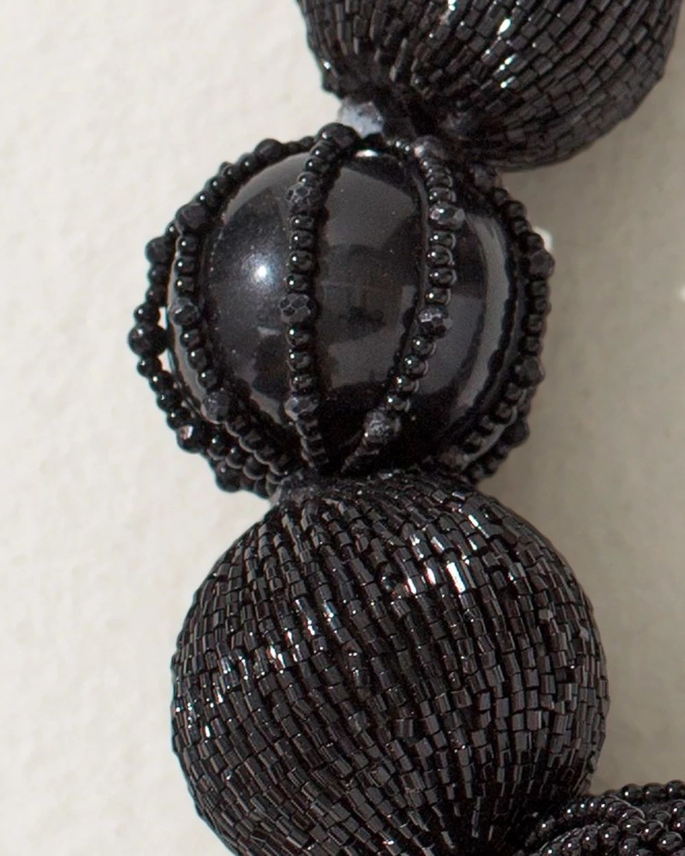 Black Bead Adjustable Bib Necklace