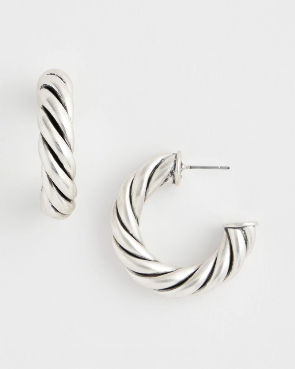 Silver Twisted Hoop Earrings
