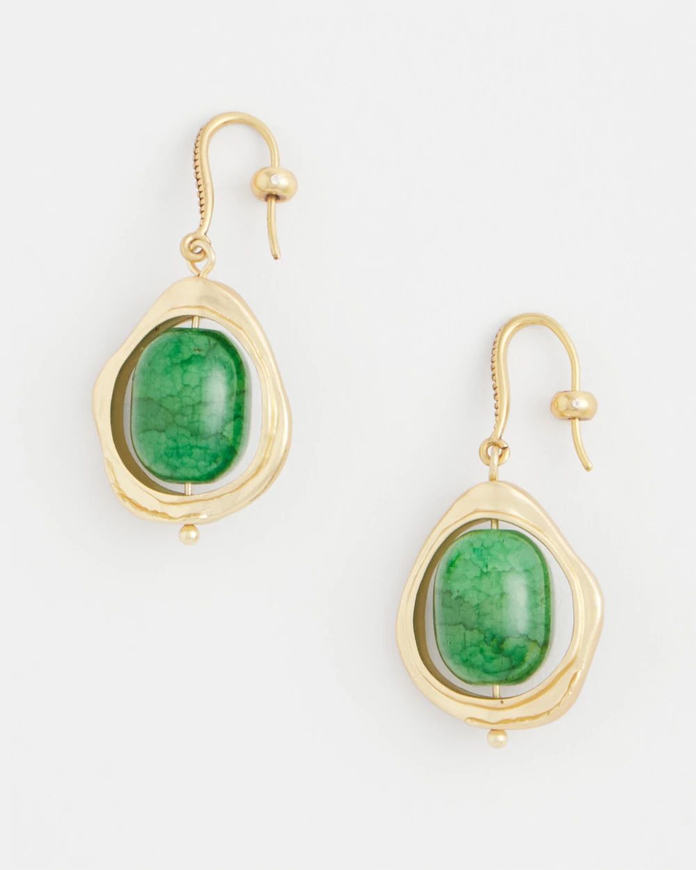 No Droop® Green & Gold Drop Earrings
