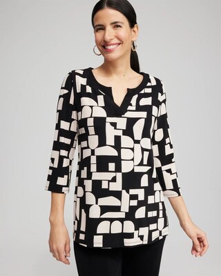 Travelers™ Block Print Split Neck Top