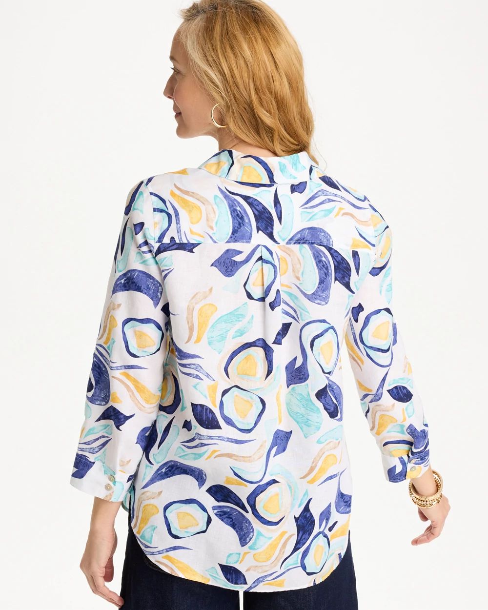 No Iron™ Linen Handpainted Print Shirt