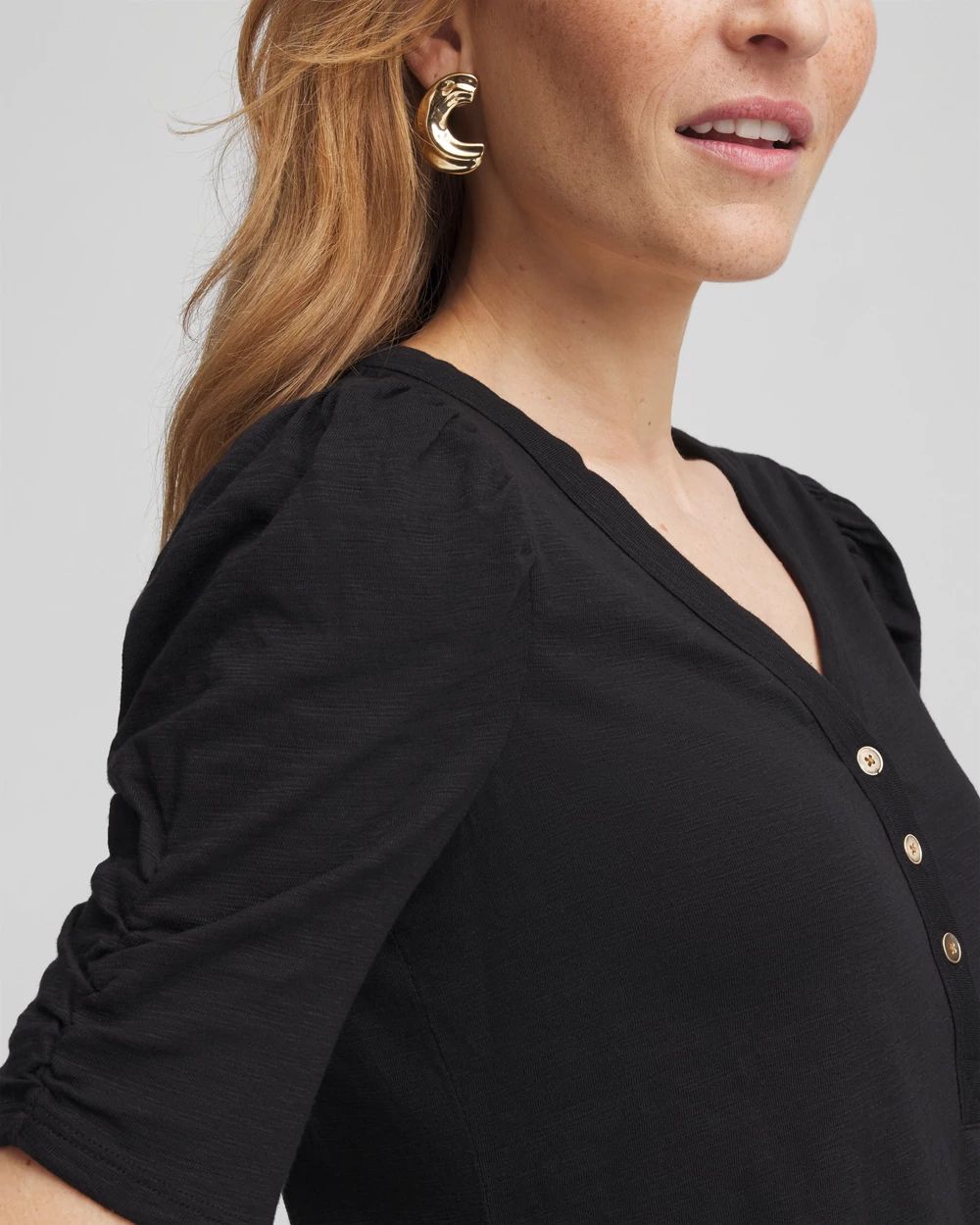 Slub Split Neck Henley Tee