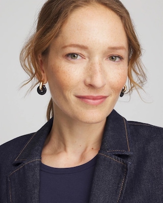 Sparkle Blue Disc Hoop Earrings click to view larger image.