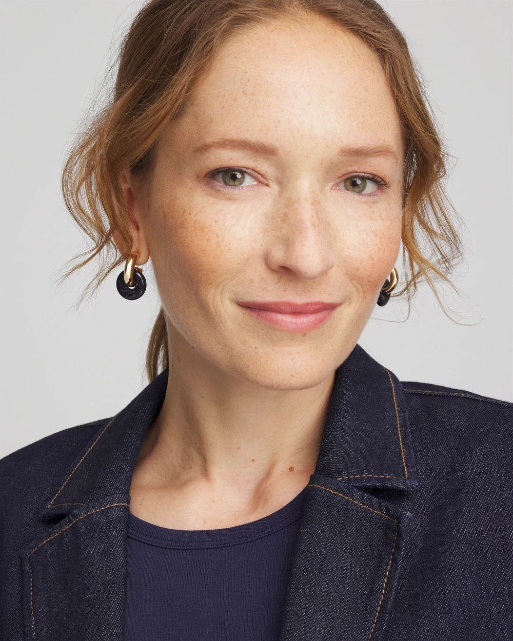 Sparkle Blue Disc Hoop Earrings click to view larger image.