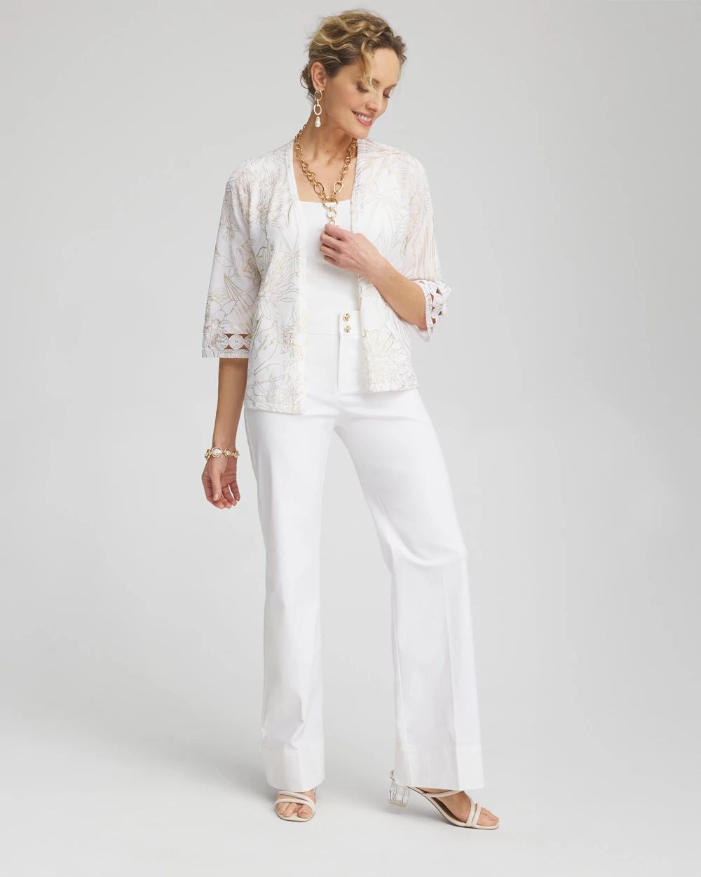 Trapunto Wide Leg Pants
