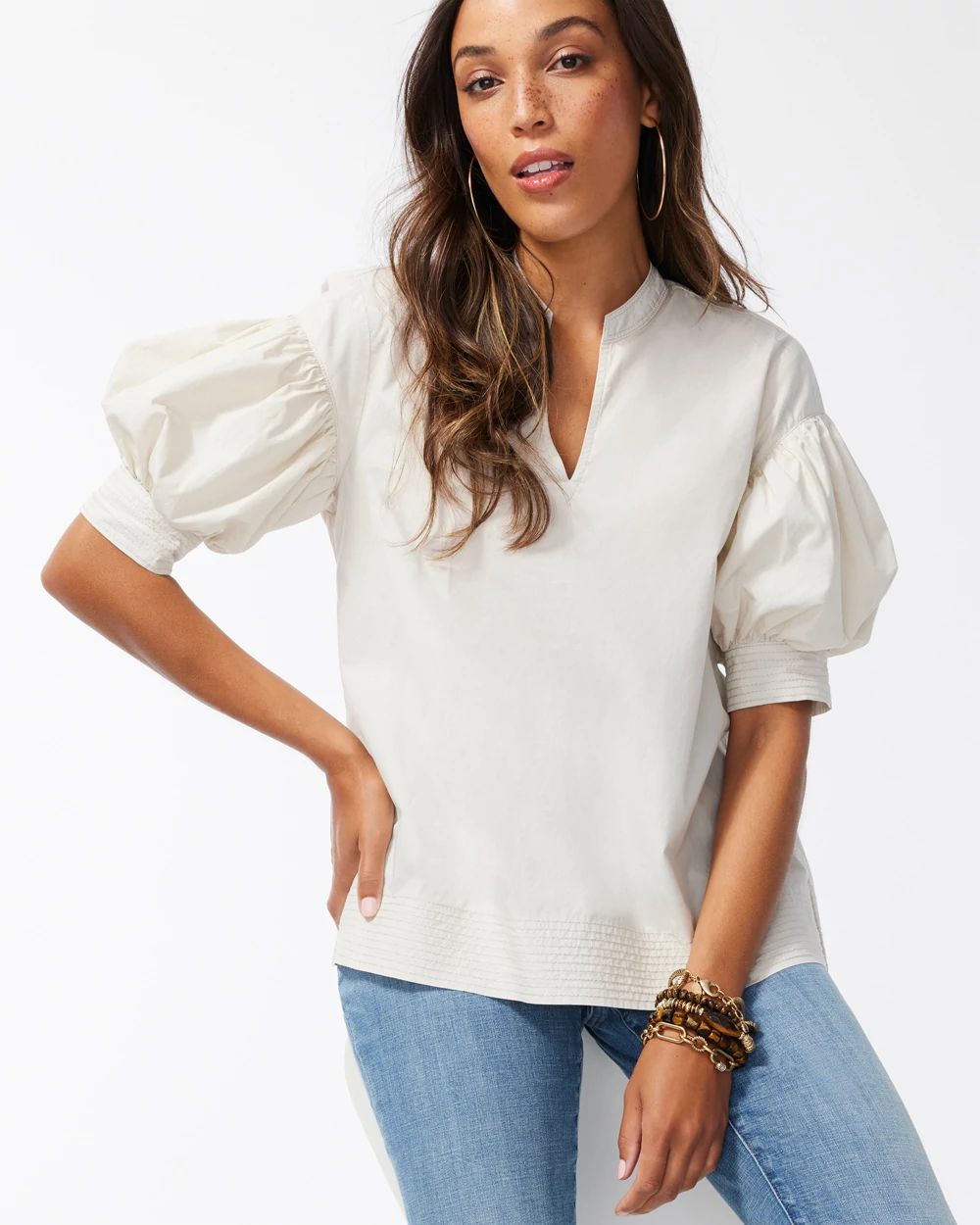 Poplin Drop Shoulder Top
