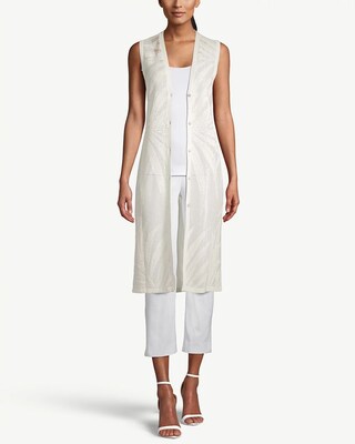 Sleeveless Palm-Stitch Long Sweater Vest