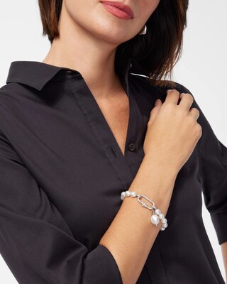 Faux Pearl Pavé Carabiner Bracelet