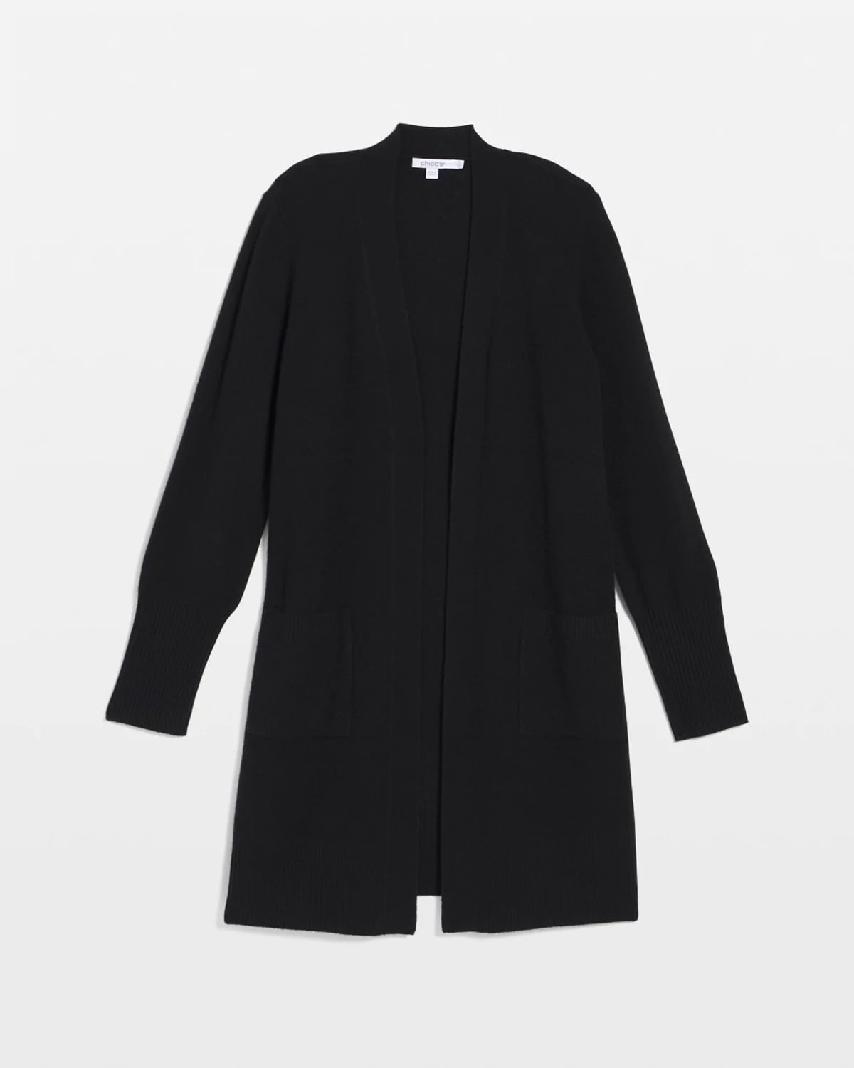 Chico's Cashmere Duster Cardigan Sweater In Black In Black