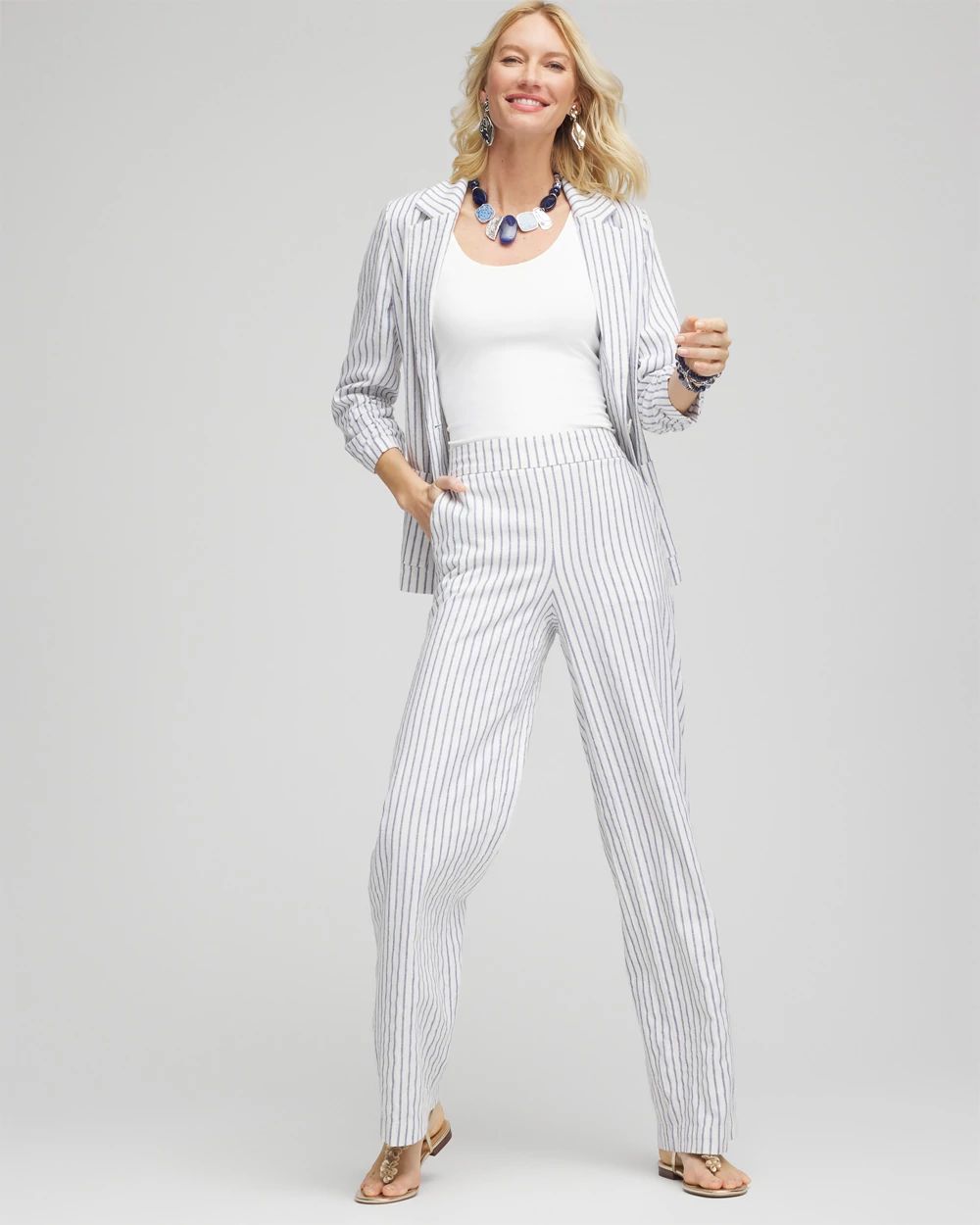 Striped Relaxed Linen Pants click to view larger image.
