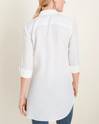 No-Iron Linen High-Low Shirttail-Hem Tunic