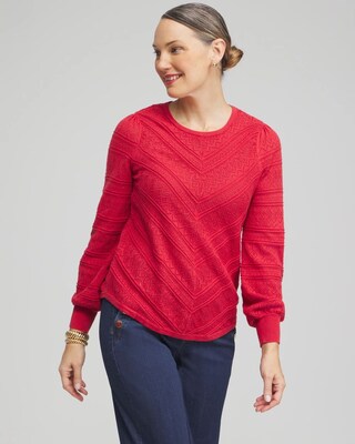 Pointelle Cashmere Blend Pullover