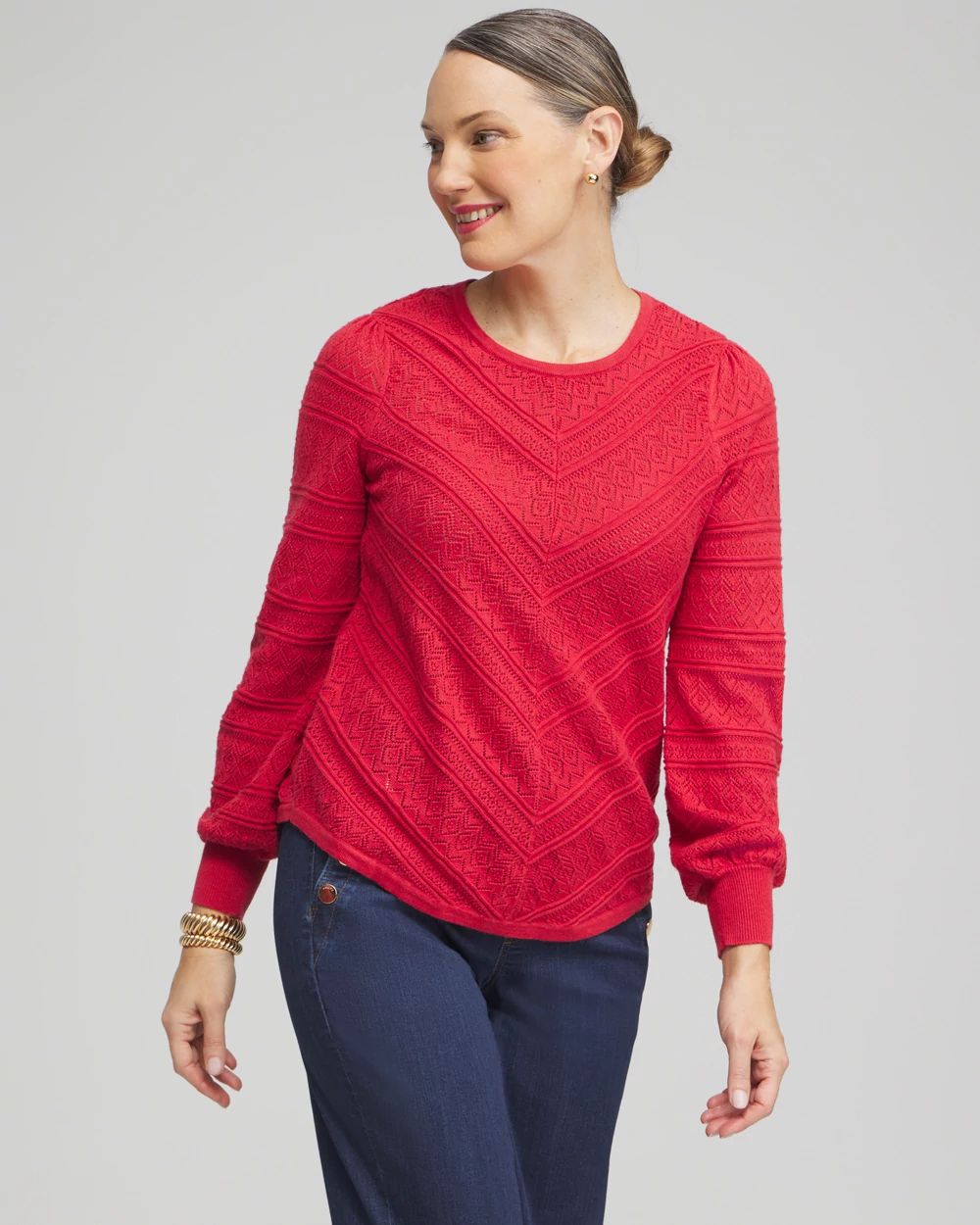 Pointelle Cashmere Blend Pullover