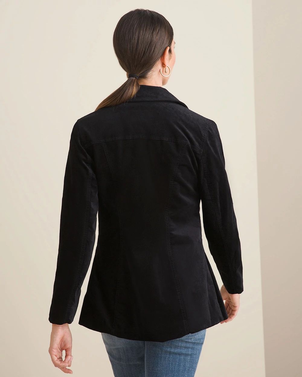 Velveteen Elongated Moto Jacket