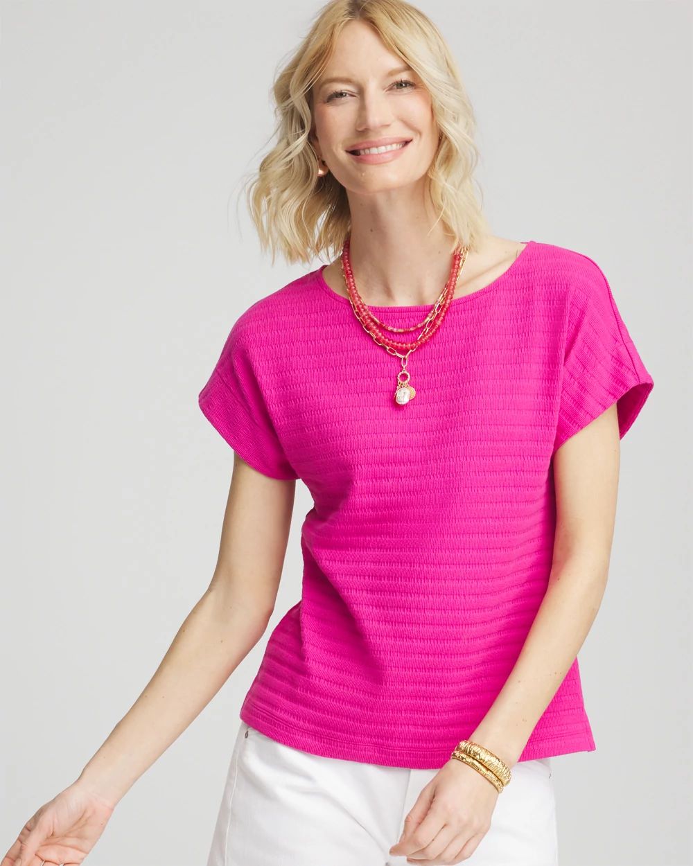 Cap Sleeve Textured Tee