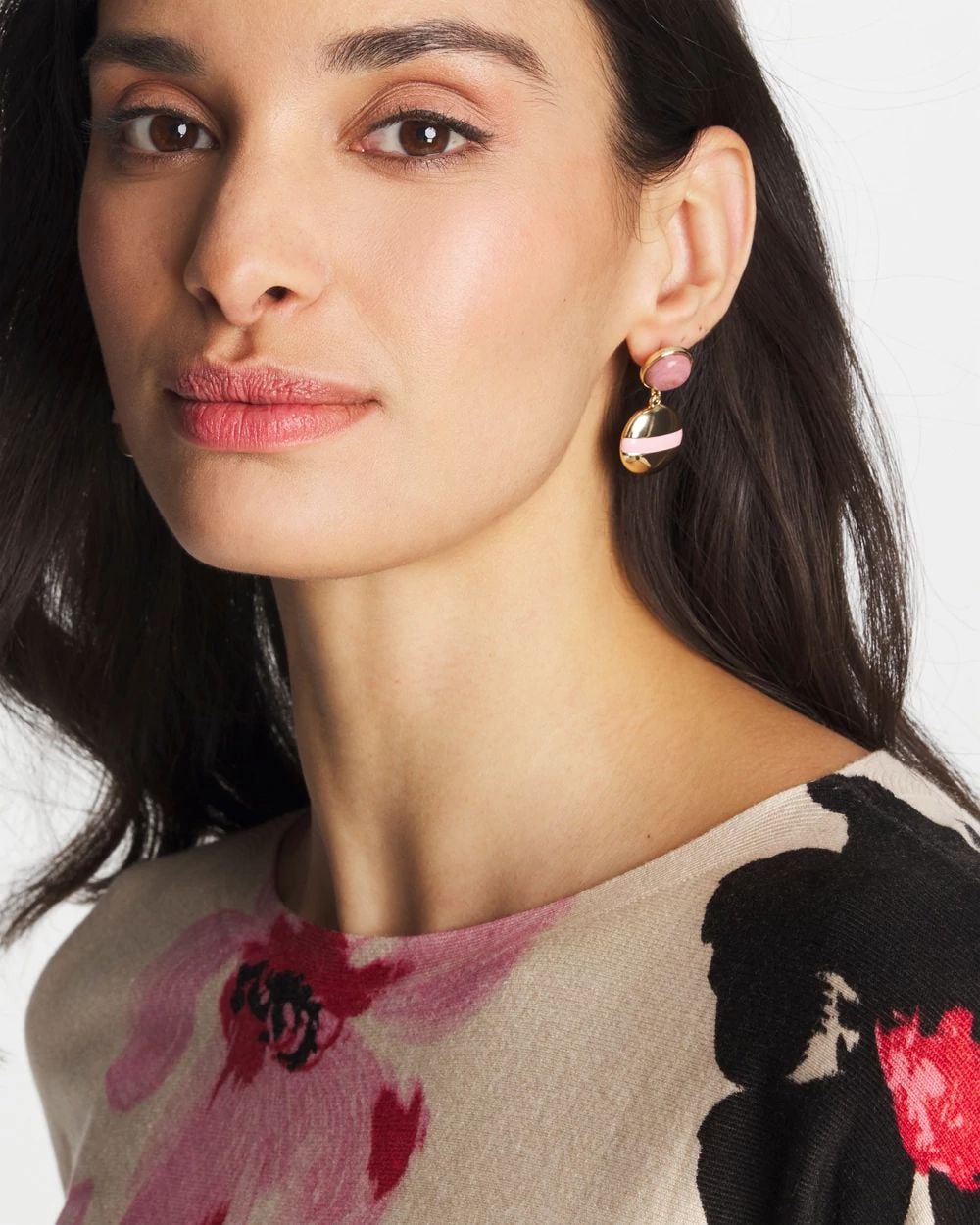 Pink Enamel Sphere Drop Earrings