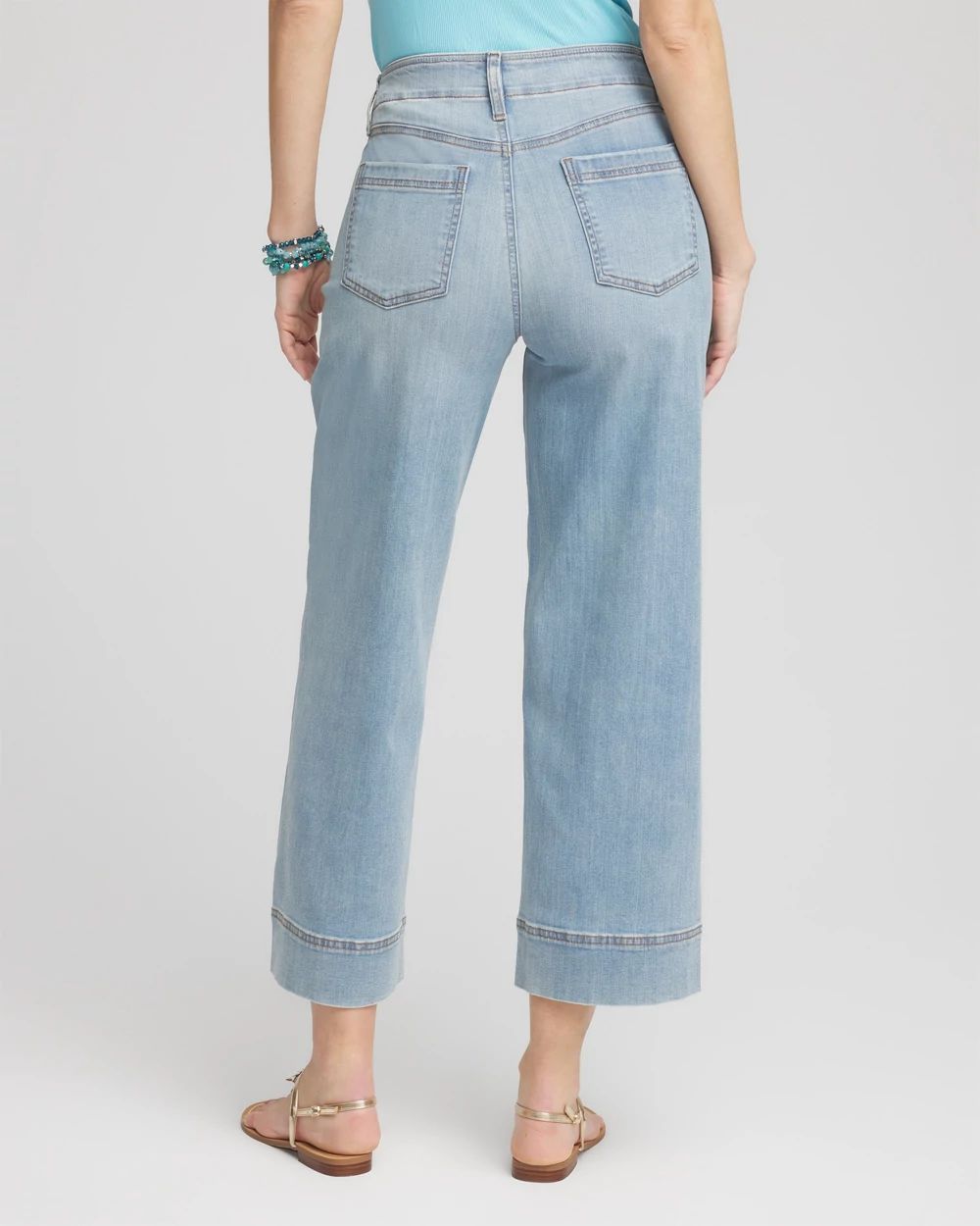 Pull-On Wide-Leg Cropped Jeans