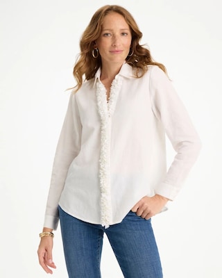 Linen Flower Embellished Blouse
